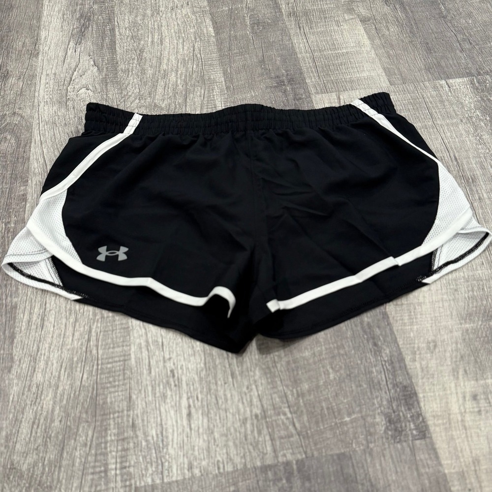 Like New! Under Armour Girls Large Black Running Shorts With Brief